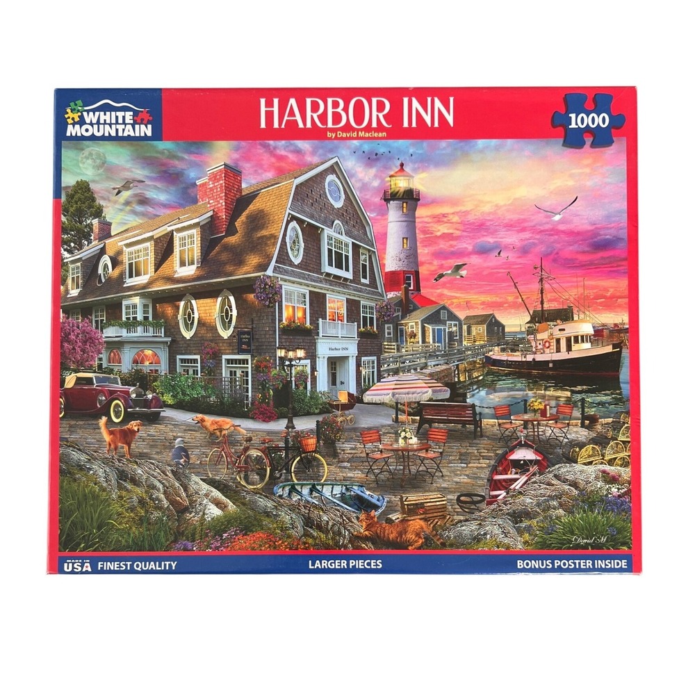 White Mountain Puzzles Harbor Inn 1000 Piece Jigsaw David Maclean Complete
